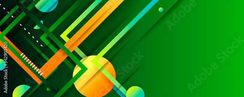 Green and orange bright juicy colors background with geometric elements, lines and dots for text, universal design, banner concept