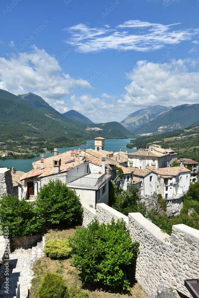 The village on Lake Barrea in Abruzzo, Italy
