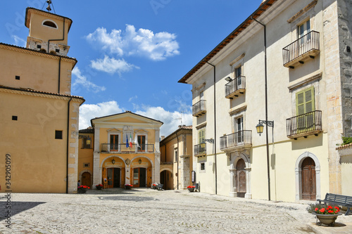 The village on Lake Barrea in Abruzzo, Italy 