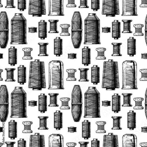 Pattern with sewing thread bobbins