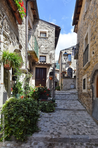 The village on Lake Barrea in Abruzzo  Italy 