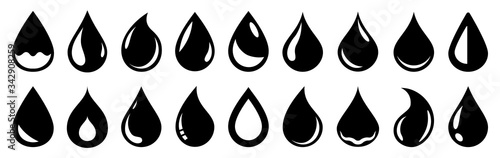 Water or oil drop set icons – vector