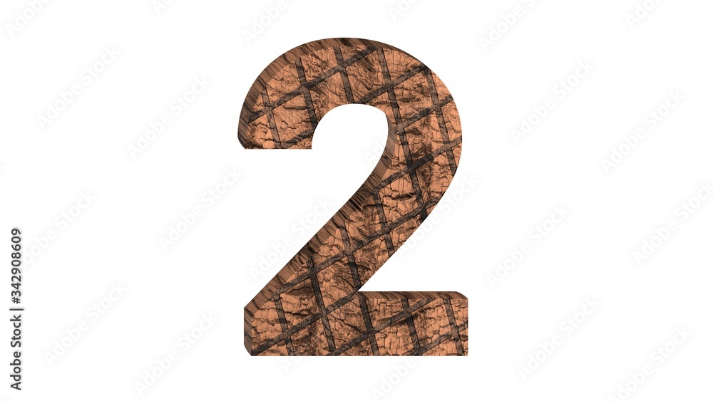 Naklejka premium 3D NUMBER MADE OF GRILLED BEEF STAKE : 2 TWO