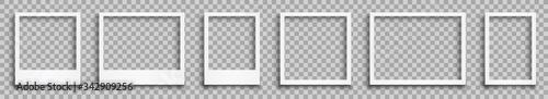 Set empty white photo frame with shadows - stock vector