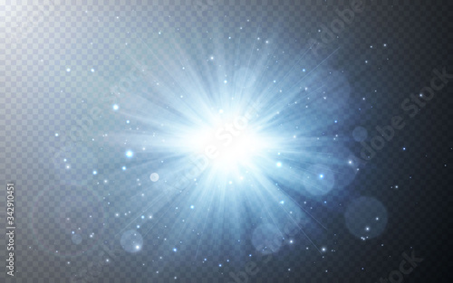 Sunlight special lens flash light effect on transparent background. Effect of blurring light. Vector illustration