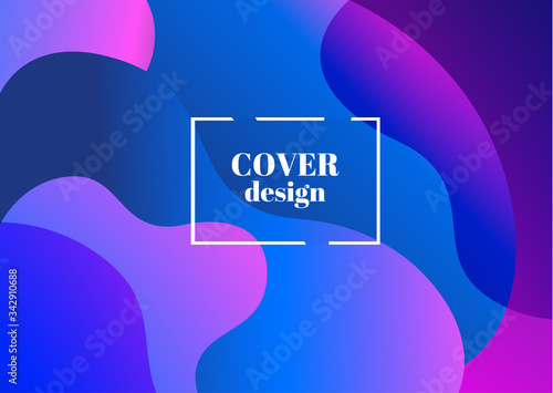Abstract trendy fluid wavy neon horisontal background. Cyan, blue, violet, moonlight, mint colors with gradient. Applicable for landing page, cover, brochure, flyer design etc. Vector illustration.