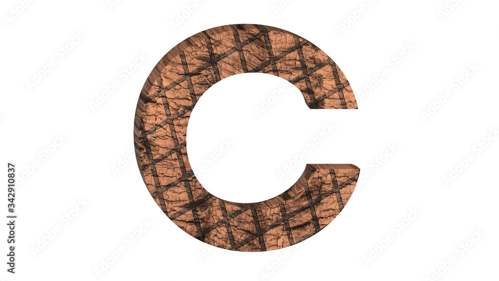 3D ENGLISH ALPHABET MADE OF GRILLED BEEF STAKE : C 3D ENGLISH ALPHABET MADE OF GRILLED BEEF STAKE : C
