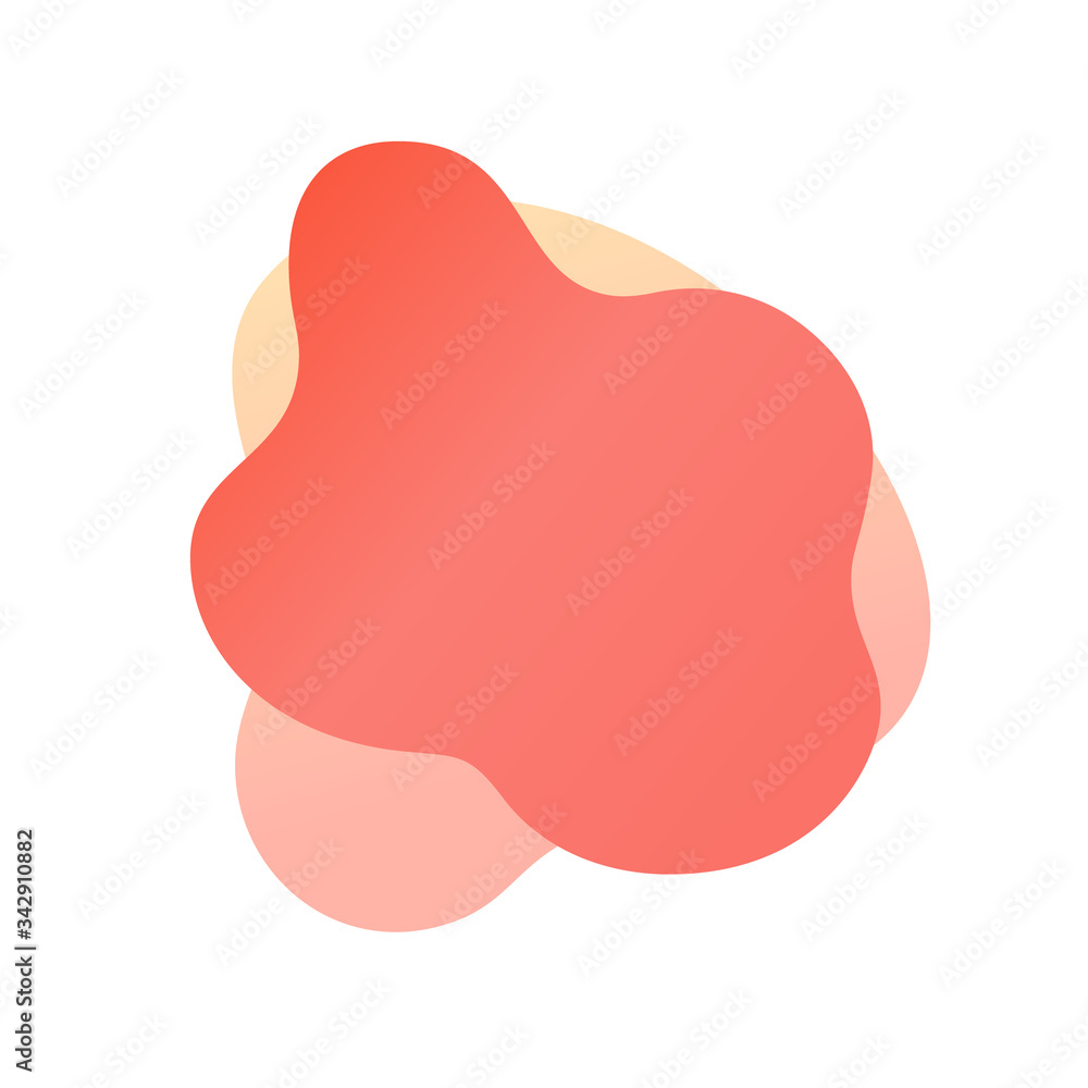 Abstract liquid shape with gradient, coral color (2019 trend). Useful as a design element for web banners, flyers. Isolated, white background, with an empty place for your text. Vector illustration.