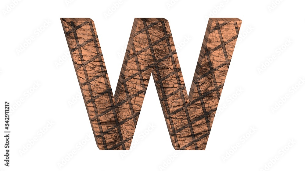 3D ENGLISH ALPHABET MADE OF GRILLED BEEF STAKE : W 3D ENGLISH ALPHABET MADE OF GRILLED BEEF STAKE : W