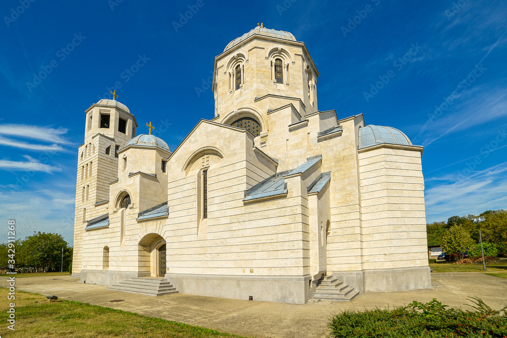 Belgrade, Serbia - September 28, 2019: Holy Apostle and Gospel Luke (Crkva Svetog Luke: serbian) Orthodox church in Belgrade. The church is located in the Belgrade municipality of Čukarica