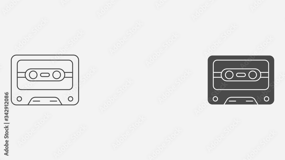 Cassette outline and filled vector icon sign symbol Cassette outline and filled vector icon sign symbol