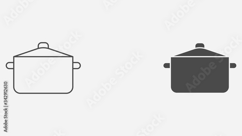 Cooking pot outline and filled vector icon sign symbol