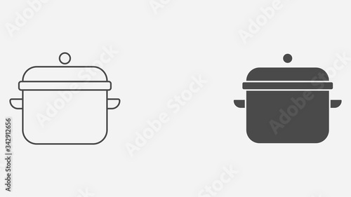 Cooking pot outline and filled vector icon sign symbol