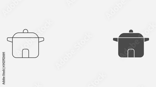 Cooking pot outline and filled vector icon sign symbol
