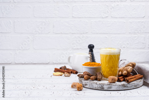 Turmeric golden milk with spices