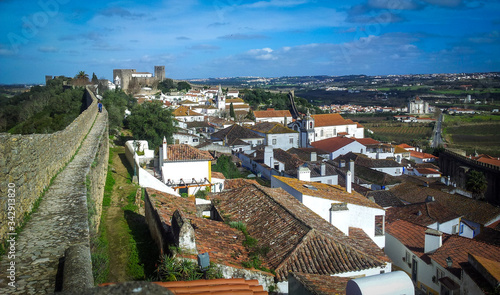 Pathway in the ancient wall of Obidos, Portugal