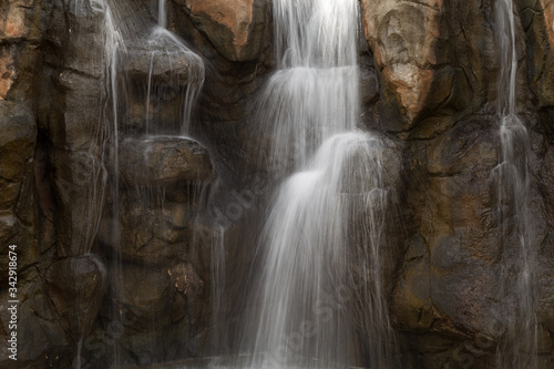 Waterfall steaming down a rock wall