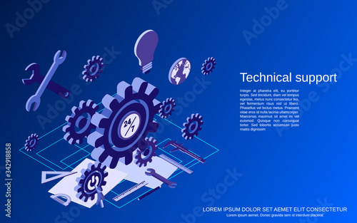 Wallpaper Mural Technical service, online customer support flat isometric vector concept illustration Torontodigital.ca