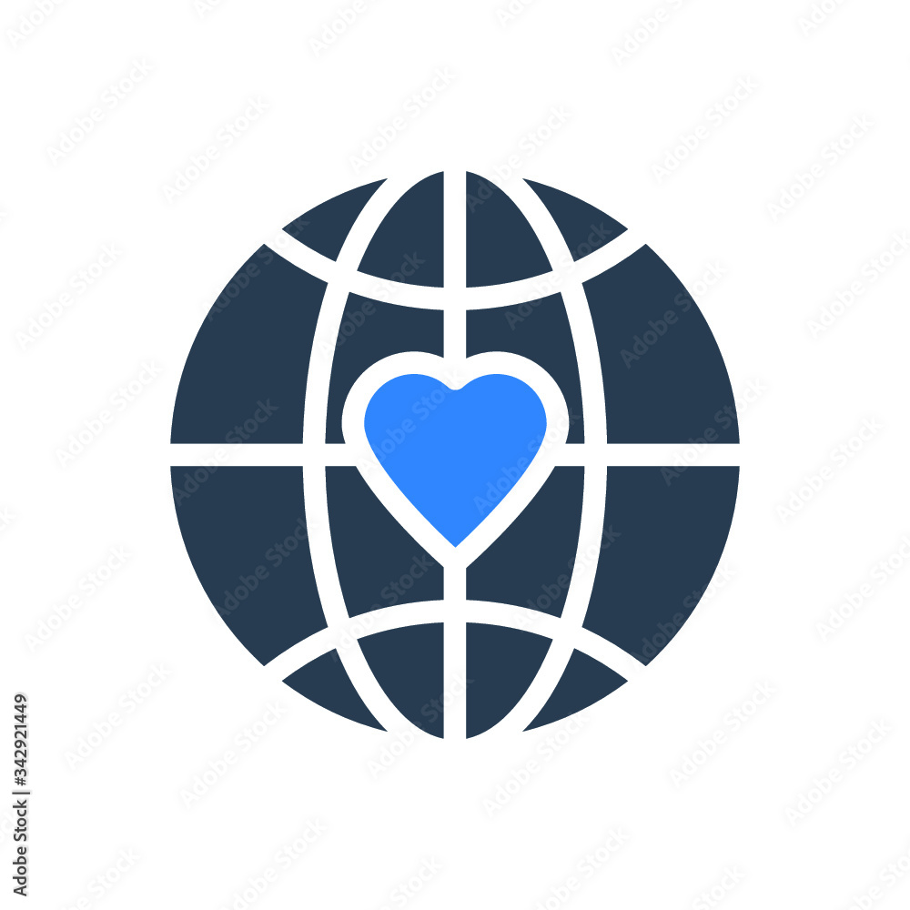 heart with globe heart with globe