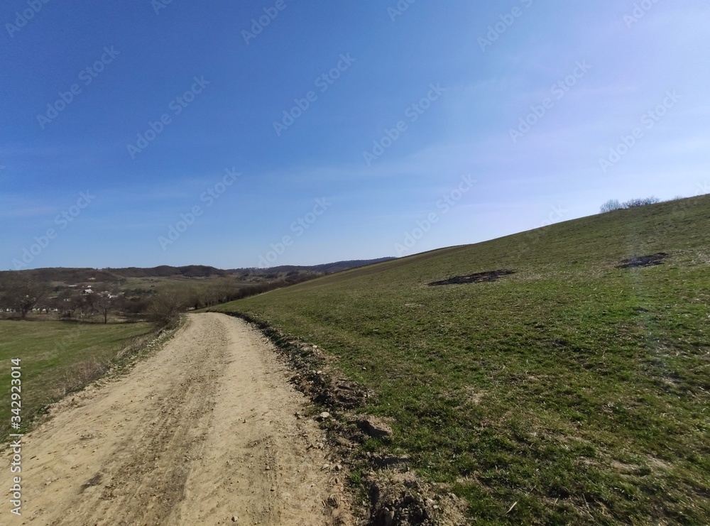 Fototapeta premium country road in Slatinita BISTRITA Romania,2020