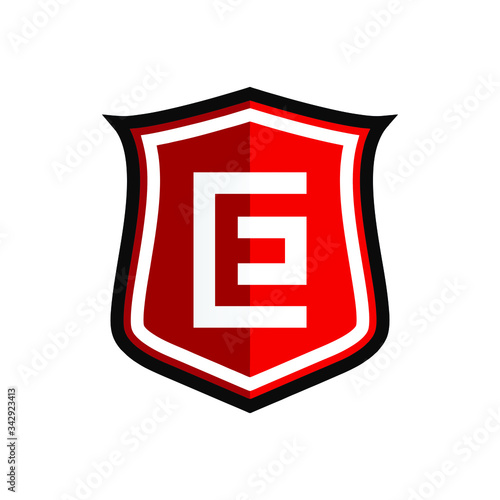 Initial Letter E with Shield Logo Design