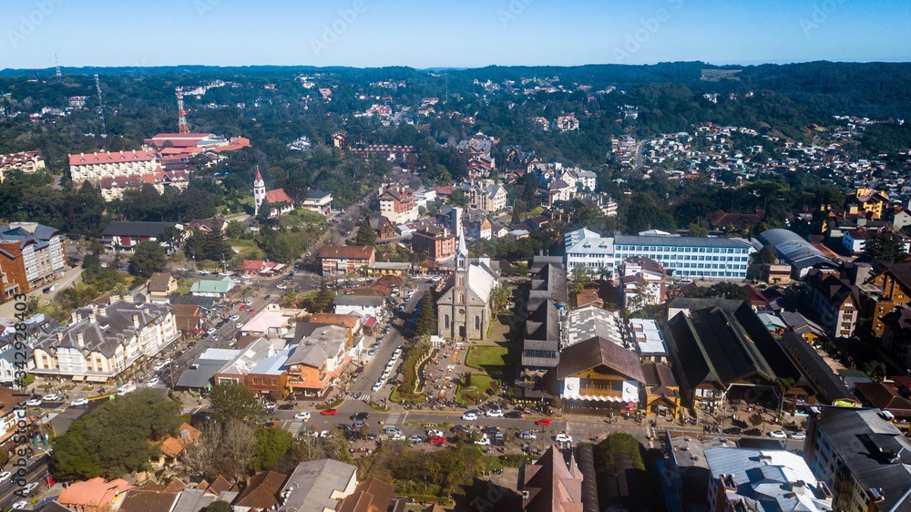 Gramado - RS. Aerial view of Gramado city center in Rio Grande do Sul - Brazil