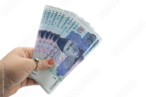 Pakistani Currency, Banknotes holding in hands, Pakistan Bank Rupees