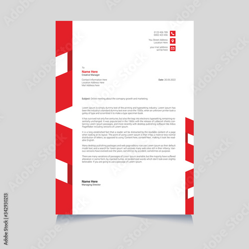 Corporate Business Red Abstract Letterhead Template