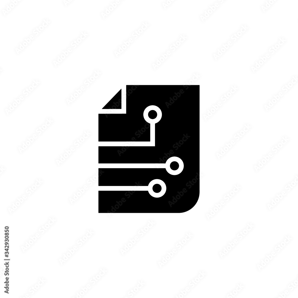 Electronic file information document, concept black icon in black flat design on white background Electronic file information document, concept black icon in black flat design on white background