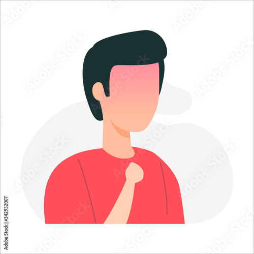 Flat character people man shortness breath showing COVID-19 Coronavirus symptoms