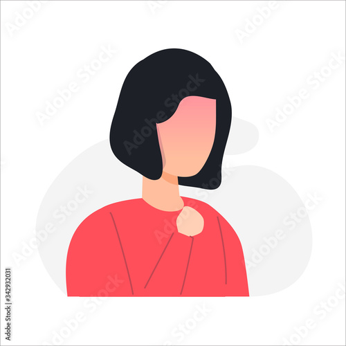 Flat character people woman shortness breath showing COVID-19 Coronavirus symptoms