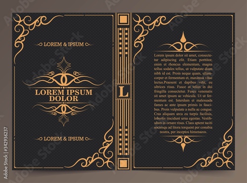 Vintage book layouts and design - covers and pages, classical rich frames, dividers, corners, borders, luxury ornaments and decorations, beautiful pages templates for creative design

