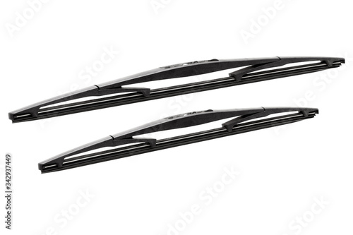 new windshield wipers, car spare parts side view isolated on a white background.
