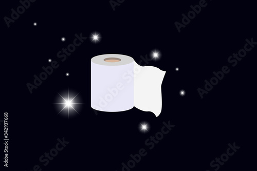 Illustration vector graphic of shiny toilet paper rolls isolated on dark blue background. paper product used in sanitary and hygienic purposes. Vector white toilet paper roll sign. vector EPS10.