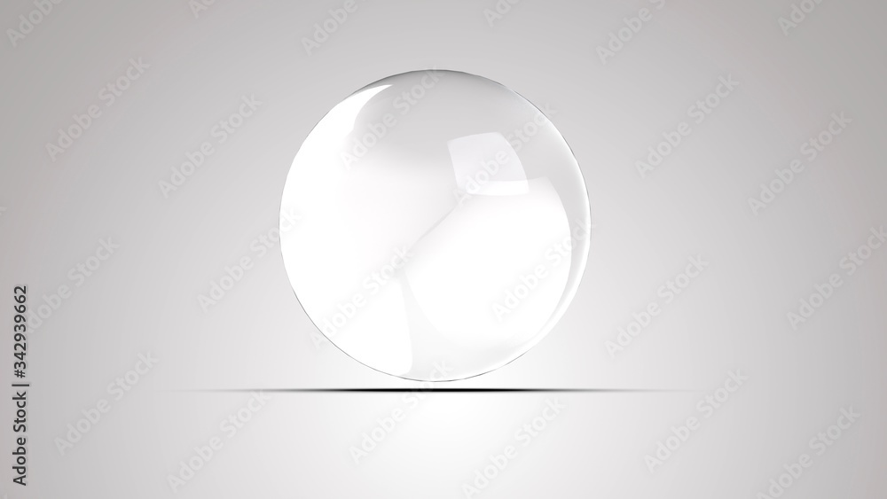 White glass ball. White sphere on a white background, 3d illustration White glass ball. White sphere on a white background, 3d illustration