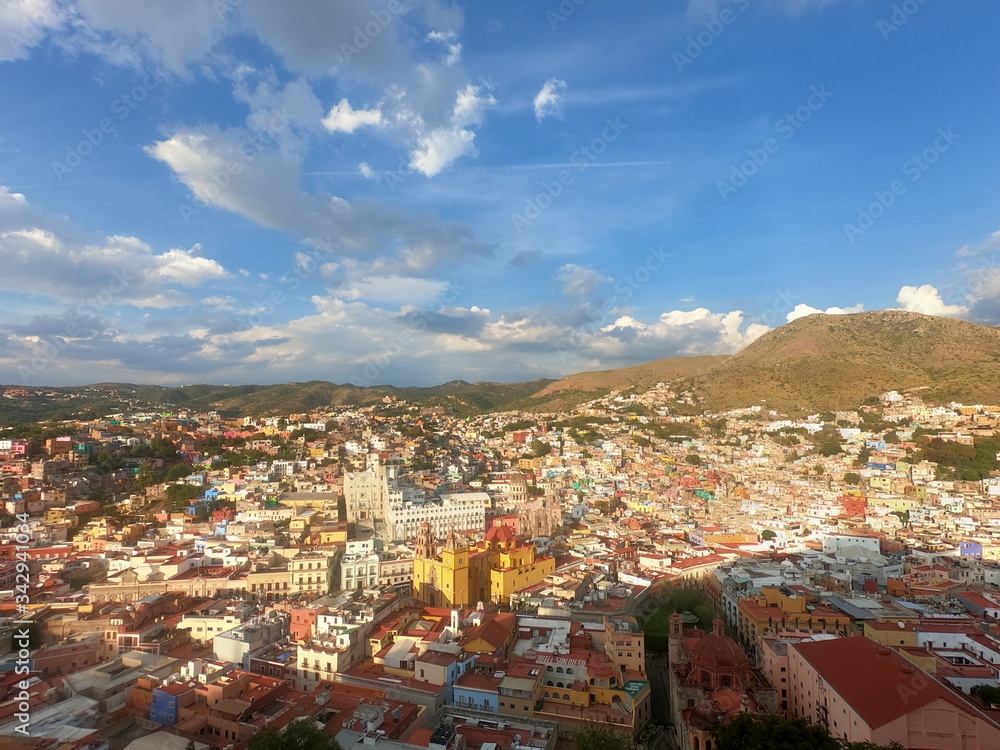 GUANAJUATO, MEXICO - NOVEMBER 23: The colourful cityscape of Guanajuato at sunset.