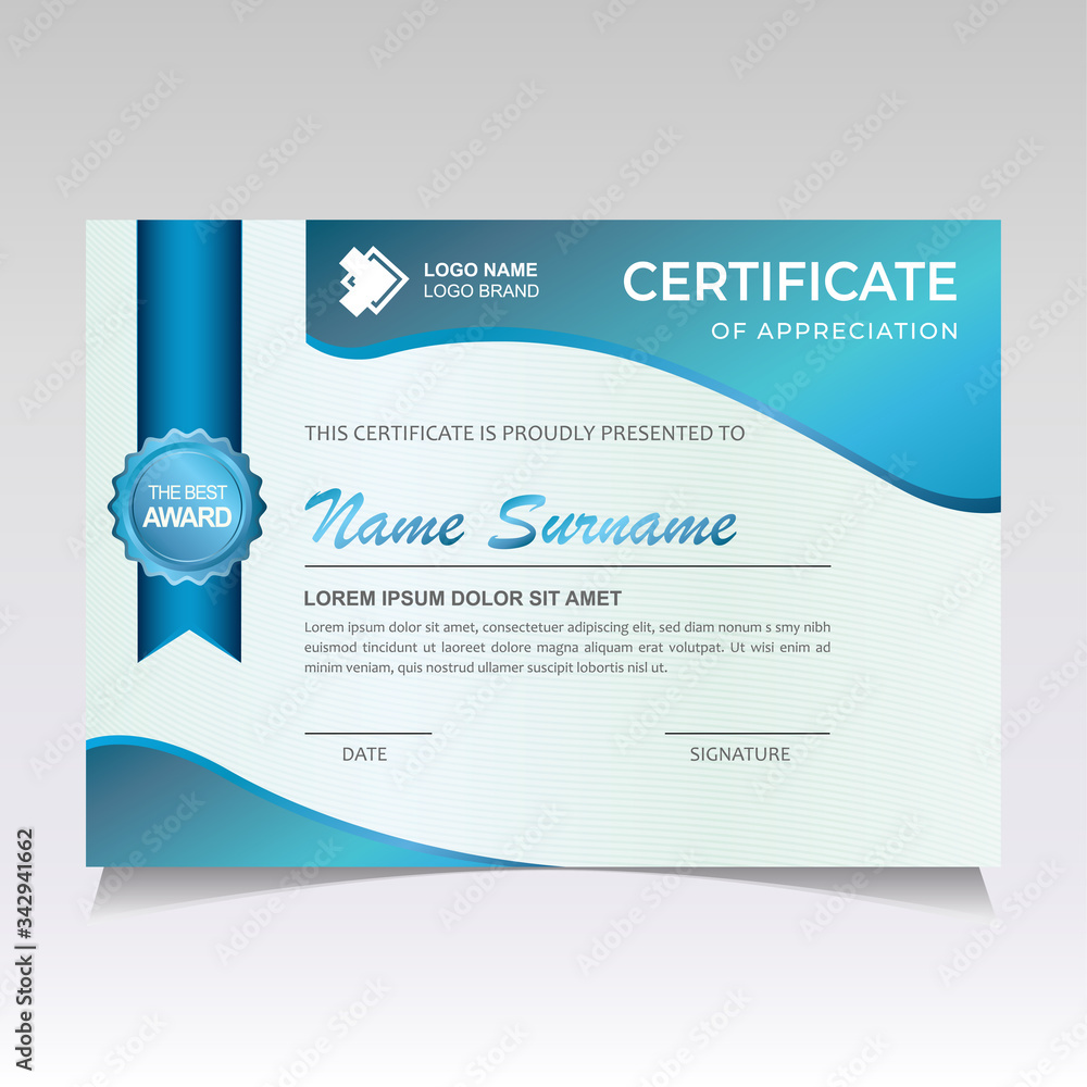 Obraz premium Elegant Blue Certificate Template Design