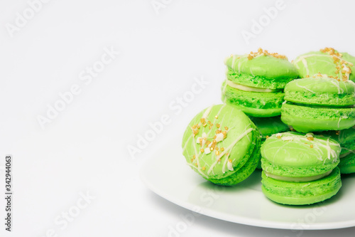 Home baked Green Macarons. Home baking projects for lockdown 