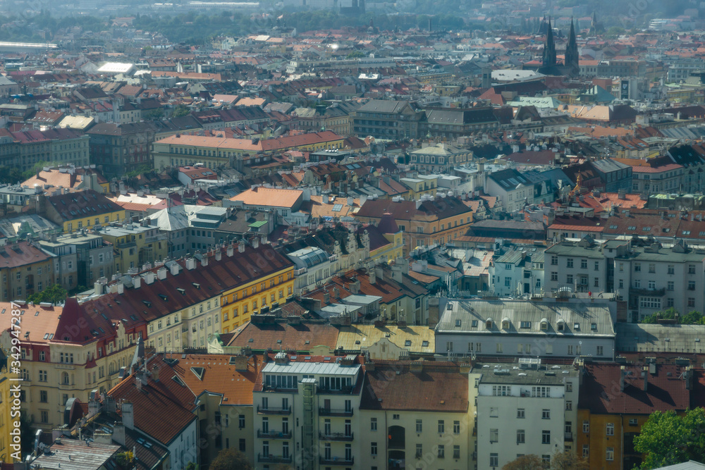 View of Prague from Zizkow Television Tower. Prague - the capital of the Czech Republic.