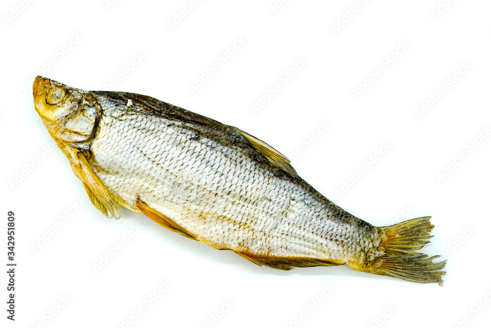 salted fish isolate on a white background, chebak, roach, salted fish for beer
