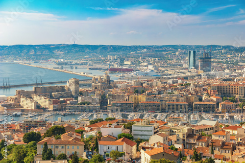 Marseille France city skyline at Vieux Port