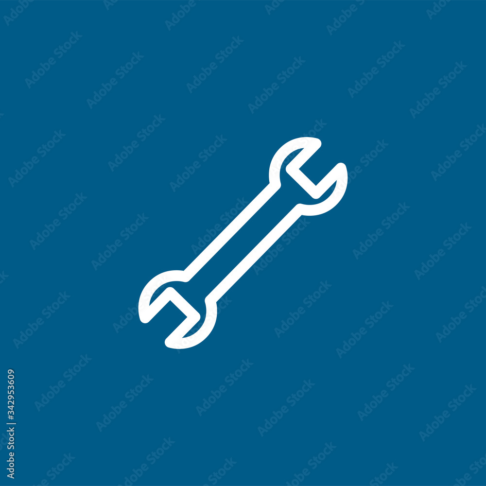 Wrench Line Blue Icon On White Background. Blue Flat Style Vector Illustration Wrench Line Blue Icon On White Background. Blue Flat Style Vector Illustration