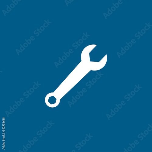 Wrench Blue Icon On White Background. Blue Flat Style Vector Illustration