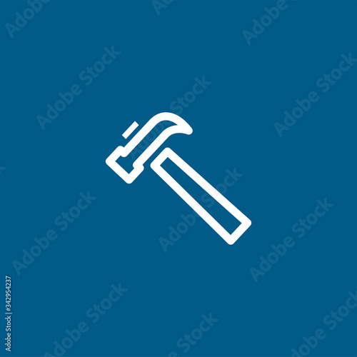 Hammer Line Blue Icon On White Background. Blue Flat Style Vector Illustration