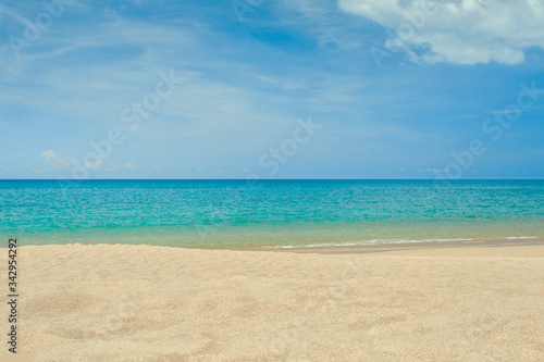 Tropical beach with sunny sky. Phuket beach Thailand.