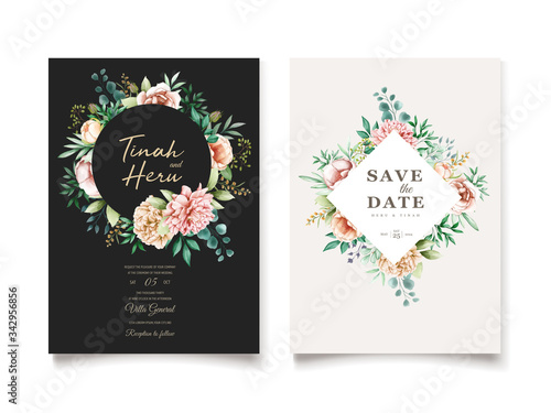 elegant peonies wedding invitation design template