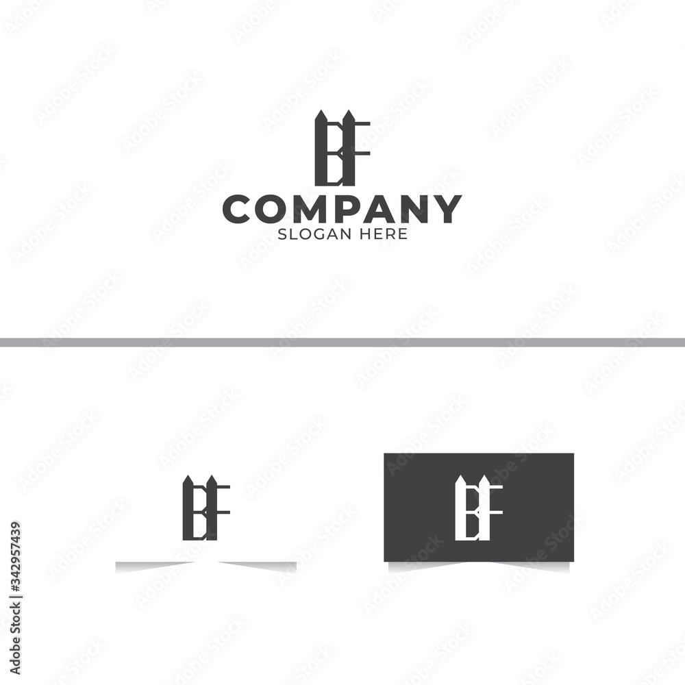 Letter B and F Fence Logo Design Template