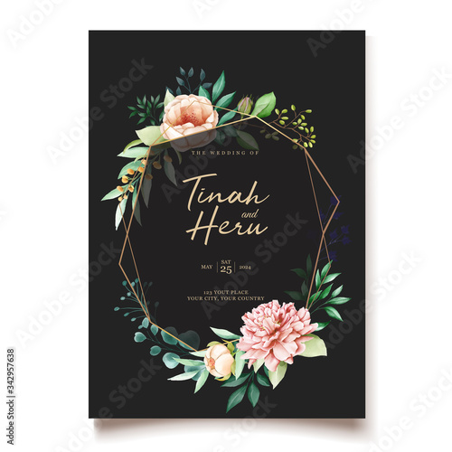 elegant peonies wedding invitation design template