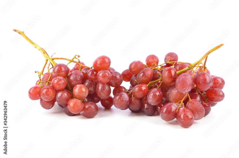 fresh red grapes isolated on white background.