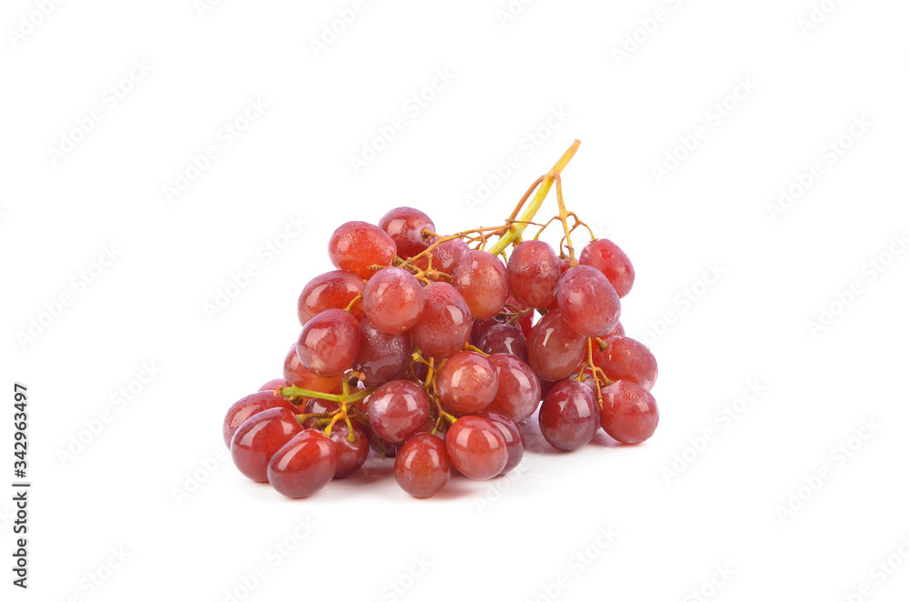 fresh red grapes isolated on white background.